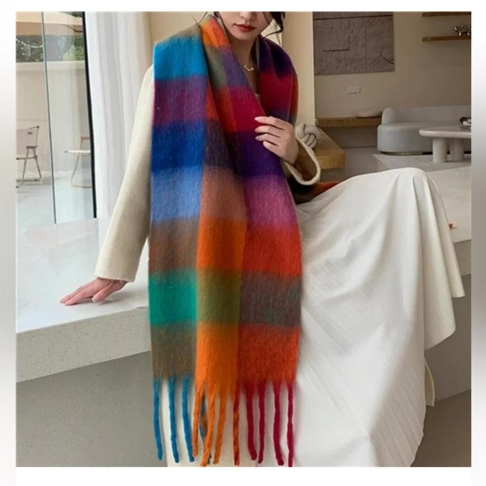 Brand New Multicolored Mohair Women’s Scarf – 82.7x15.7 in